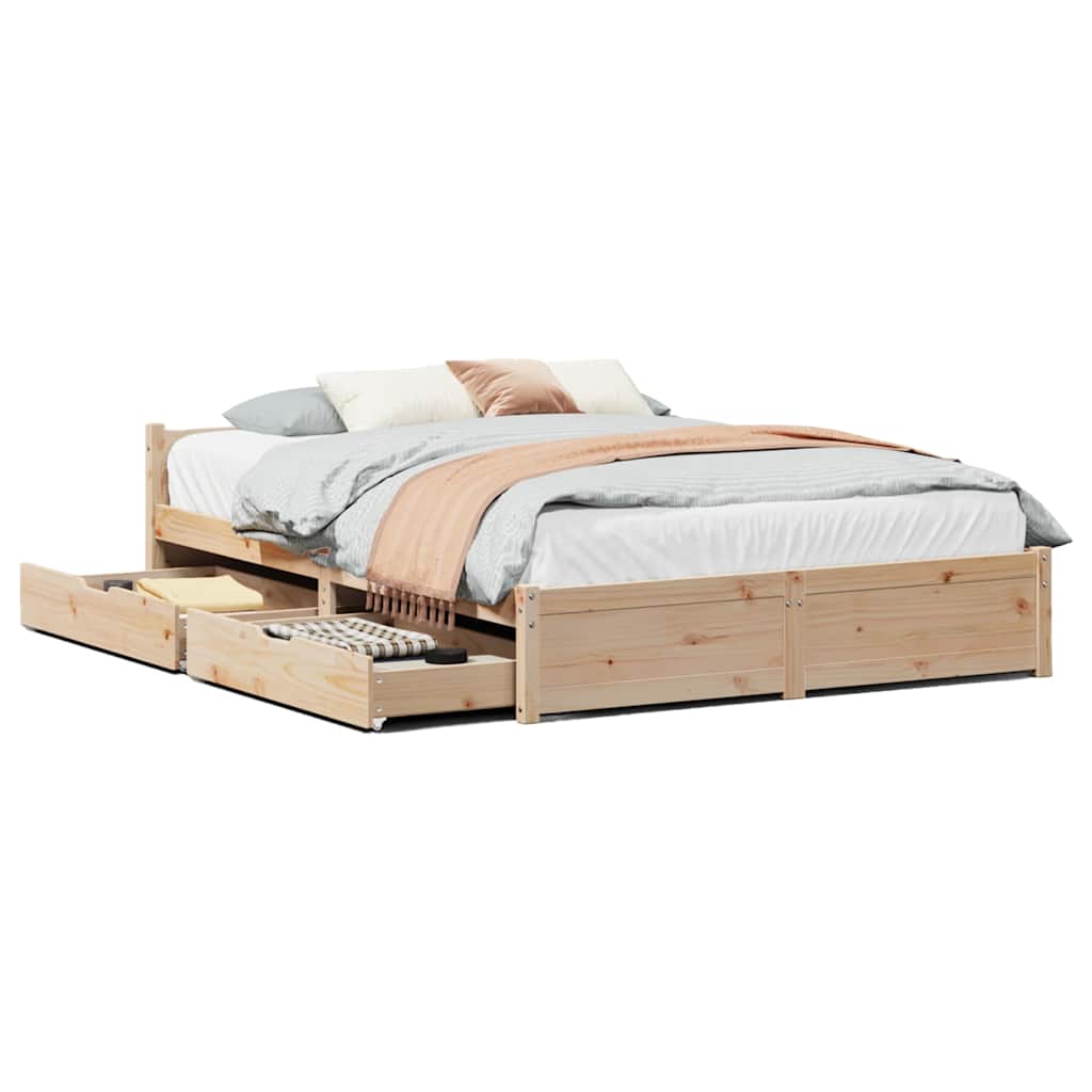 Cadre de lit sans matelas 140x190 cm bois de pin massif - XIOS