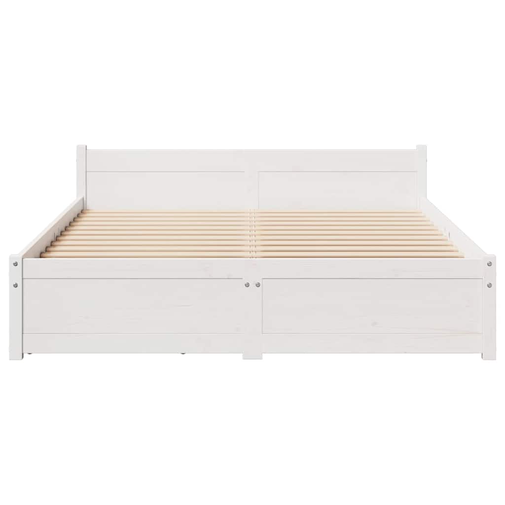 Cadre de lit sans matelas blanc 140x190 cm bois de pin massif - XIOS