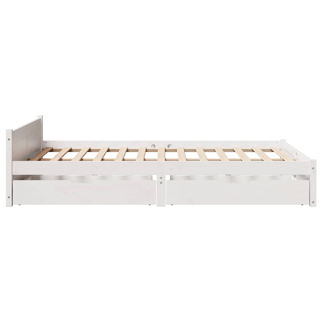Cadre de lit sans matelas blanc 140x190 cm bois de pin massif - XIOS