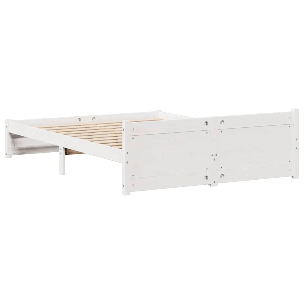 Cadre de lit sans matelas blanc 140x190 cm bois de pin massif - XIOS