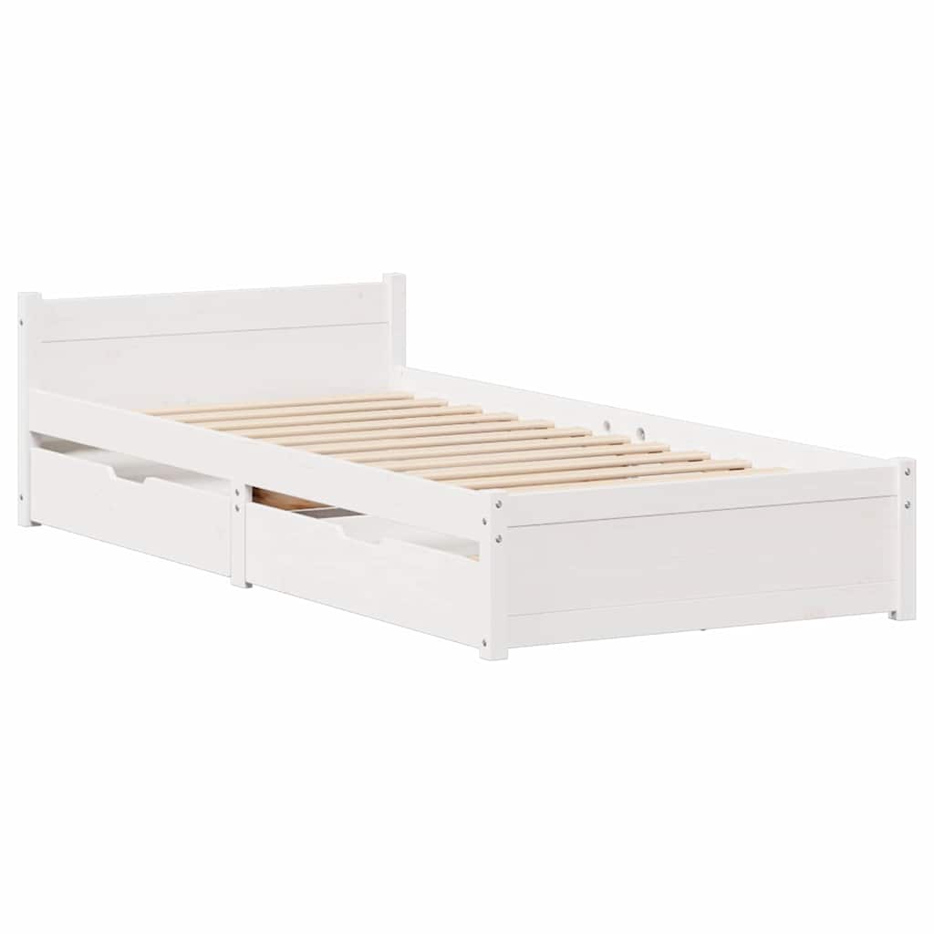 Cadre de lit sans matelas blanc 90x200 cm bois de pin massif - XIOS