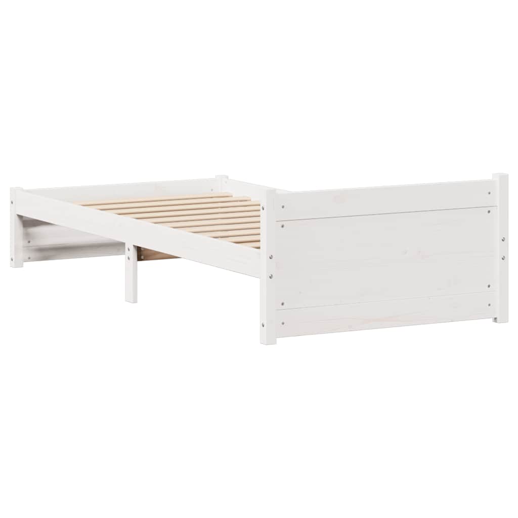 Cadre de lit sans matelas blanc 90x200 cm bois de pin massif - XIOS