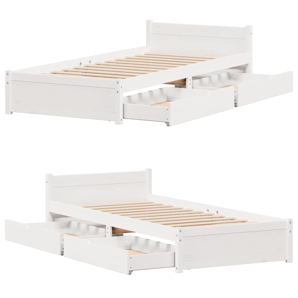 Cadre de lit sans matelas blanc 90x200 cm bois de pin massif - XIOS