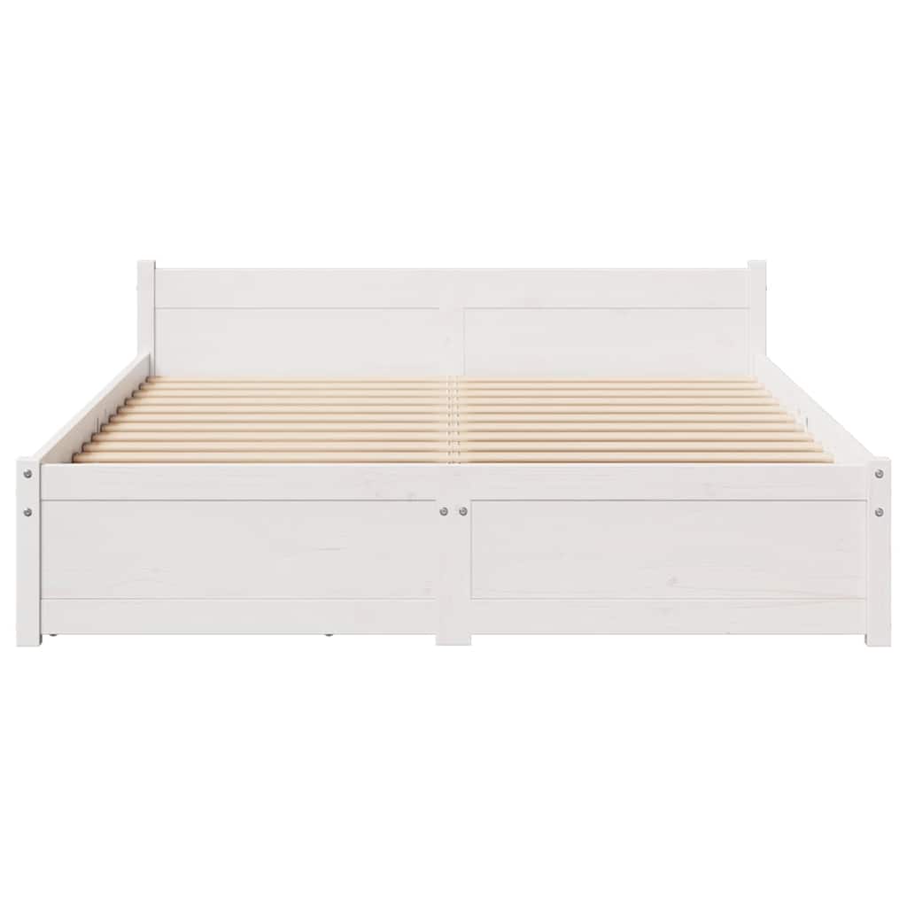 Cadre de lit sans matelas blanc 140x200 cm bois de pin massif - XIOS