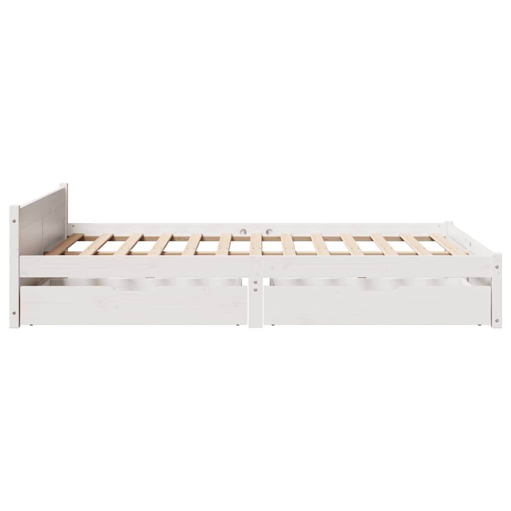 Cadre de lit sans matelas blanc 150x200 cm bois de pin massif - XIOS