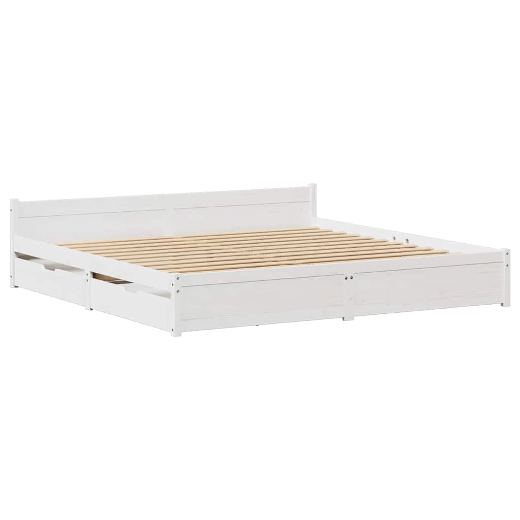 Cadre de lit sans matelas blanc 160x200 cm bois de pin massif - XIOS