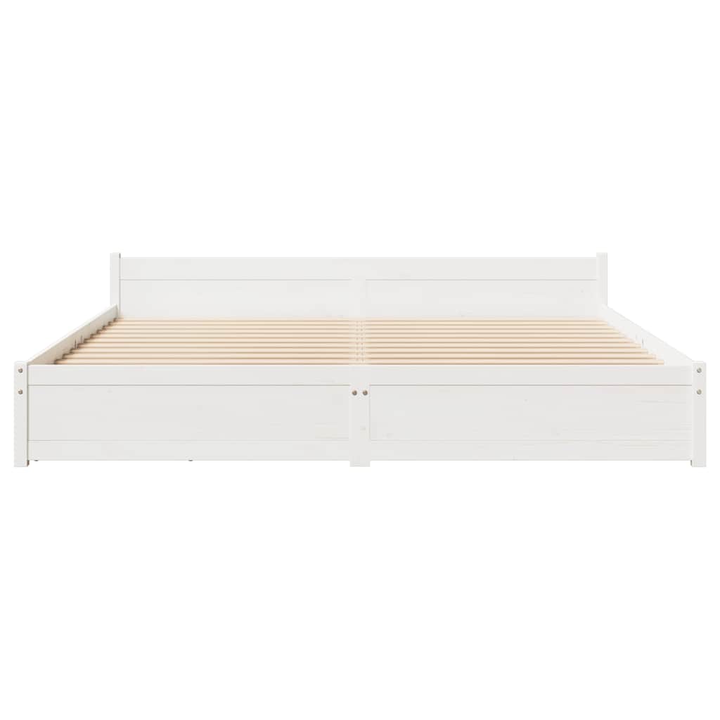 Cadre de lit sans matelas blanc 160x200 cm bois de pin massif - XIOS