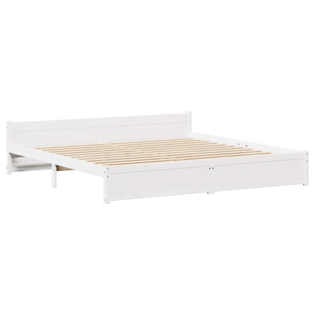 Cadre de lit sans matelas blanc 160x200 cm bois de pin massif - XIOS