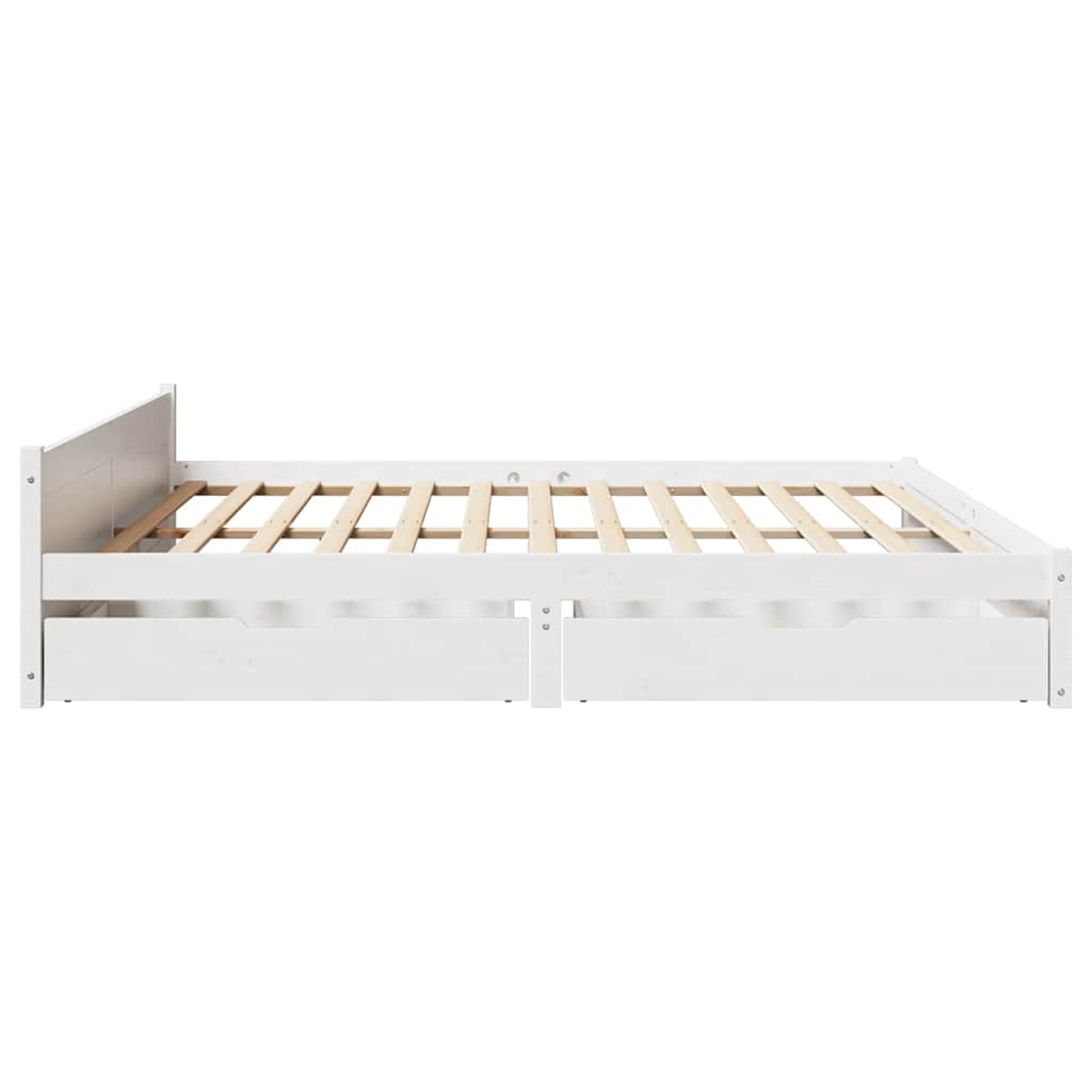 Cadre de lit sans matelas blanc 160x200 cm bois de pin massif - XIOS