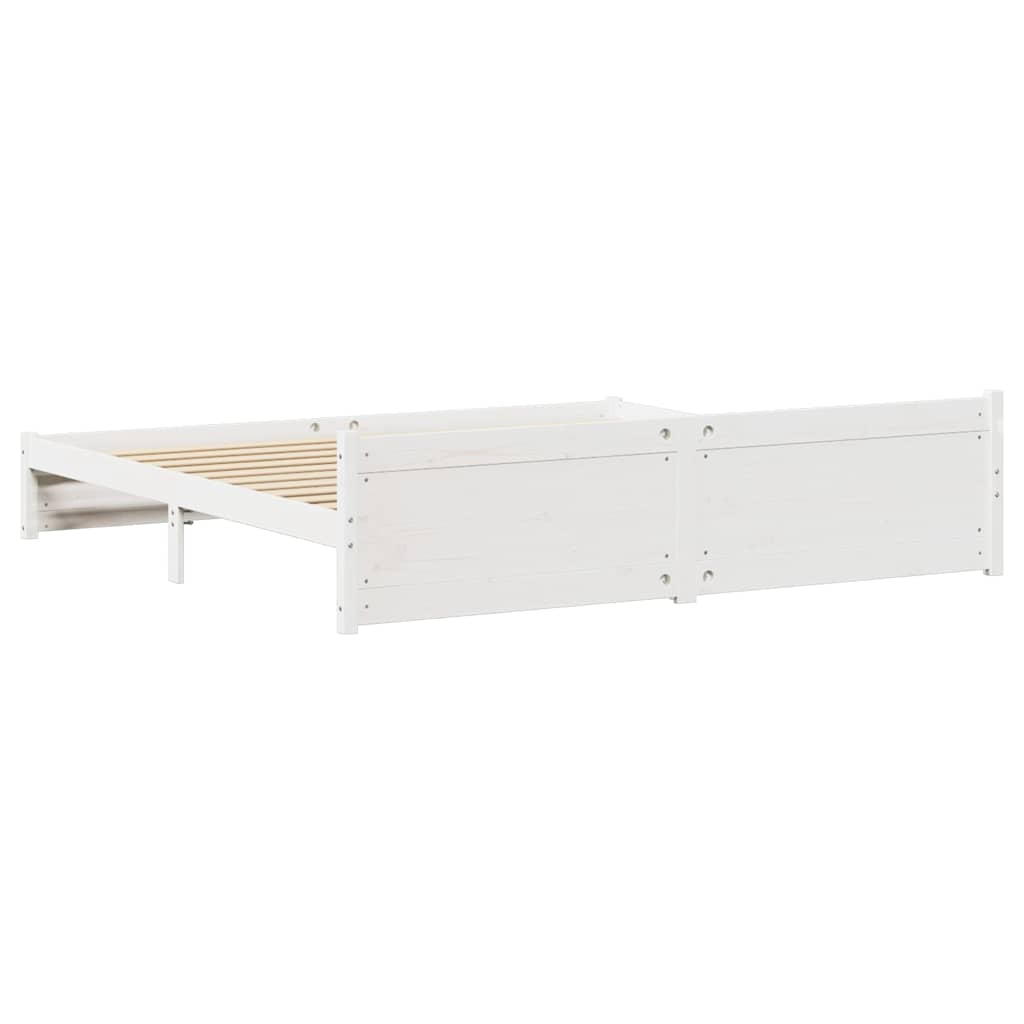 Cadre de lit sans matelas blanc 160x200 cm bois de pin massif - XIOS