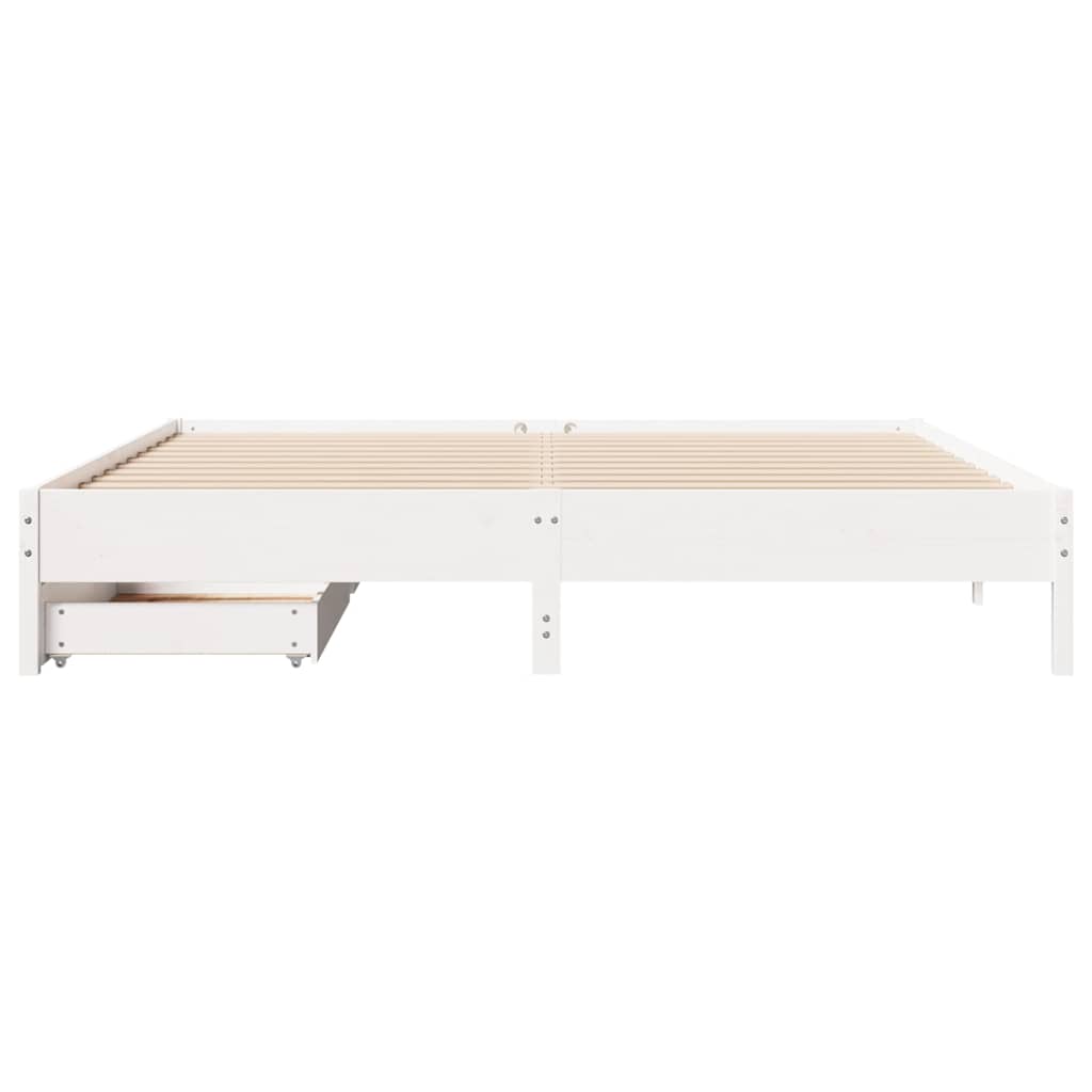 Cadre de lit sans matelas blanc 200x200 cm bois massif de pin - XIOS