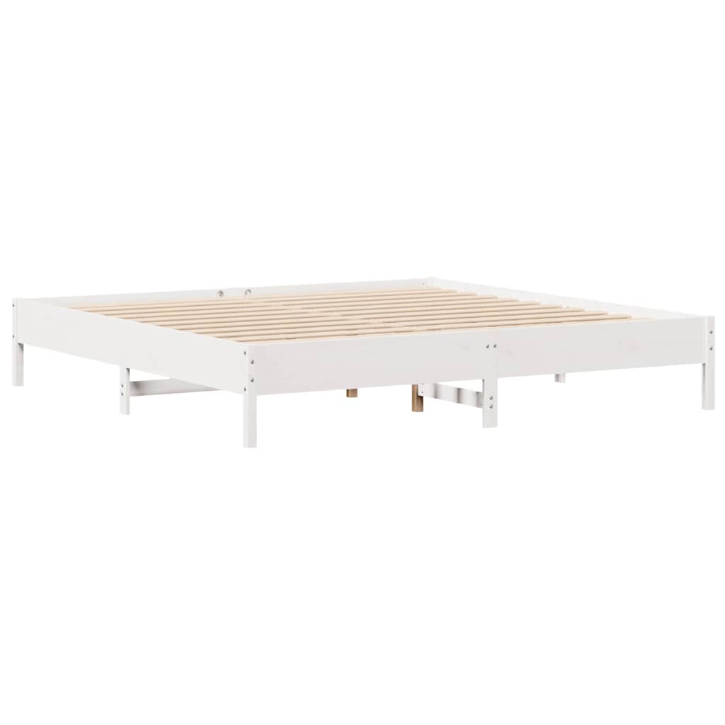Cadre de lit sans matelas blanc 200x200 cm bois massif de pin - XIOS