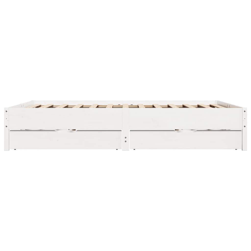 Cadre de lit sans matelas blanc 200x200 cm bois massif de pin - XIOS
