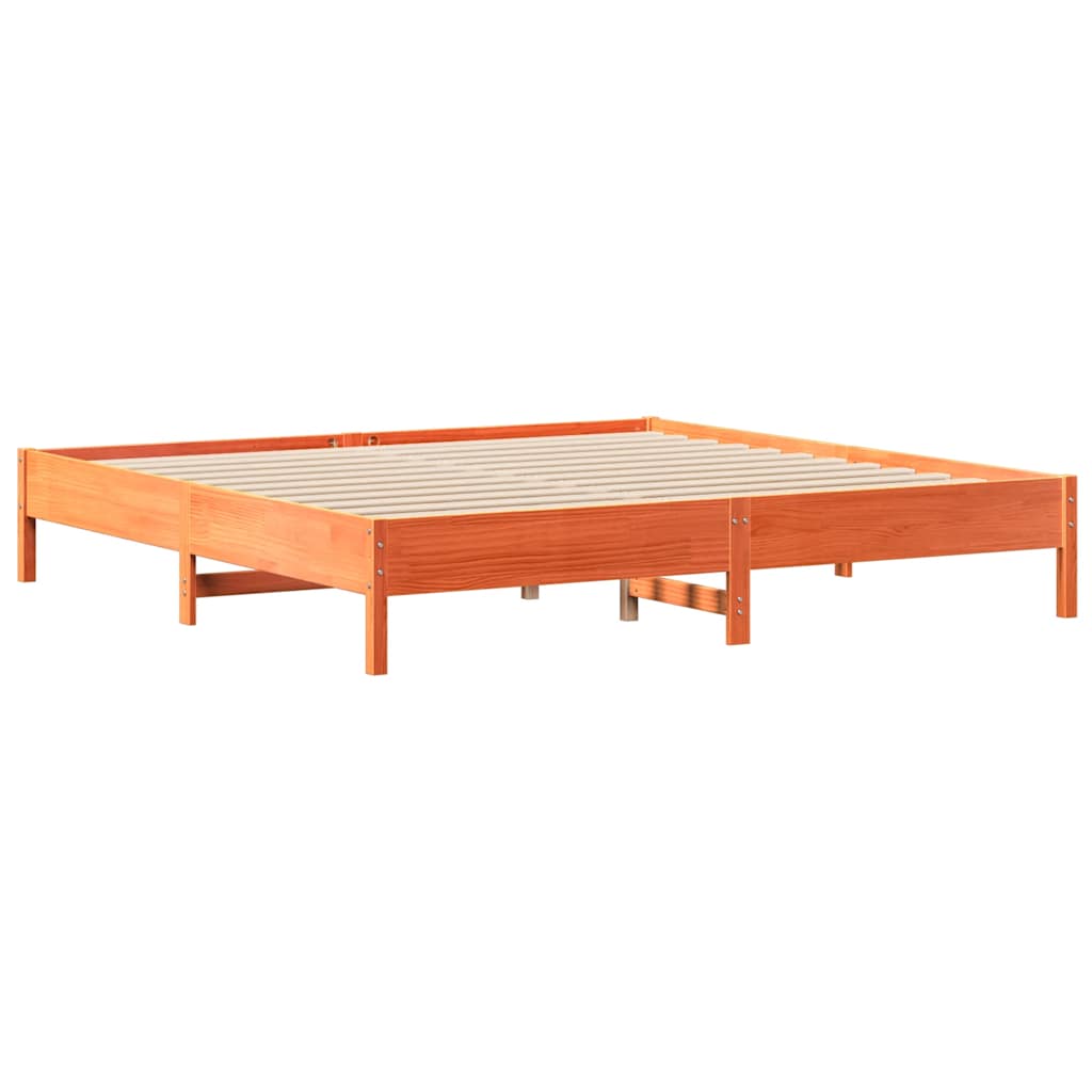 Cadre de lit sans matelas cire marron 200x200cm bois pin massif - XIOS