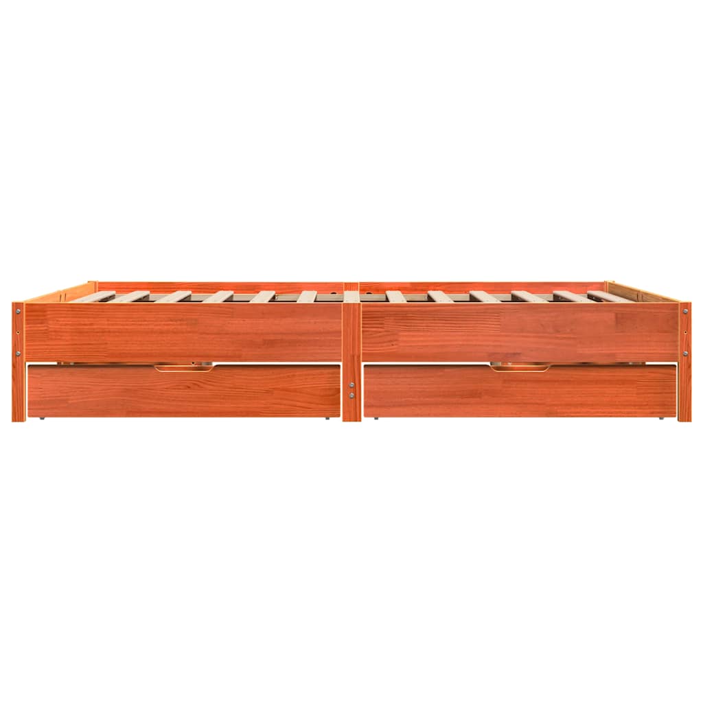 Cadre de lit sans matelas cire marron 200x200cm bois pin massif - XIOS