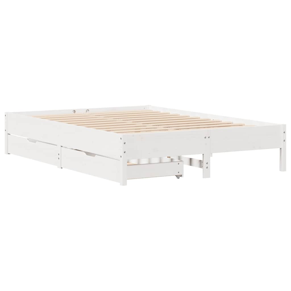 Cadre de lit sans matelas blanc 160x200 cm bois de pin massif - XIOS