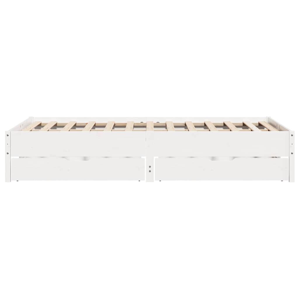 Cadre de lit sans matelas blanc 160x200 cm bois de pin massif - XIOS