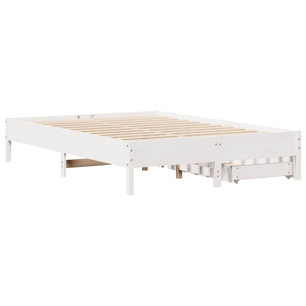 Cadre de lit sans matelas blanc 160x200 cm bois de pin massif - XIOS