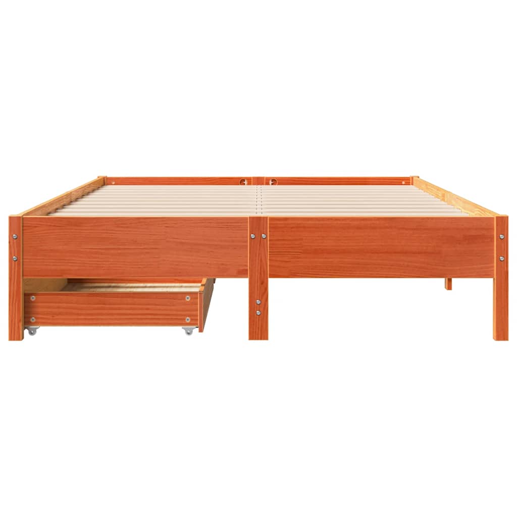 Cadre de lit sans matelas cire marron 160x200cm bois pin massif - XIOS