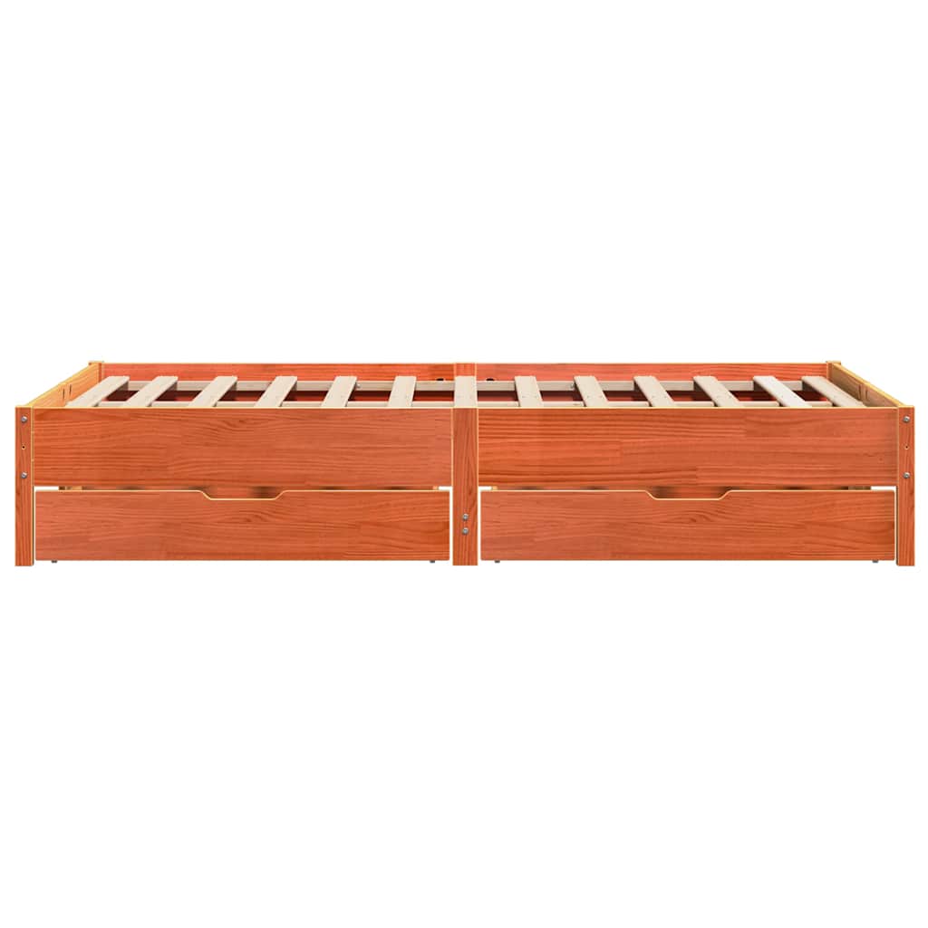 Cadre de lit sans matelas cire marron 160x200cm bois pin massif - XIOS