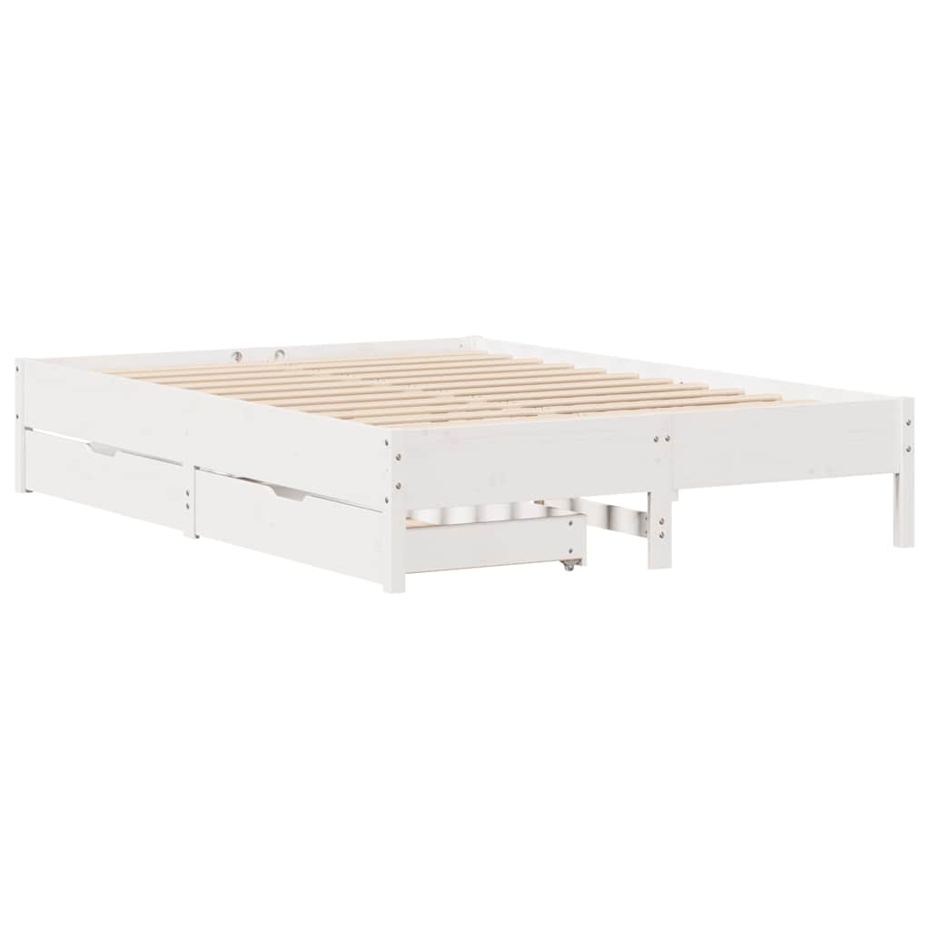 Cadre de lit sans matelas blanc 150x200 cm bois de pin massif - XIOS