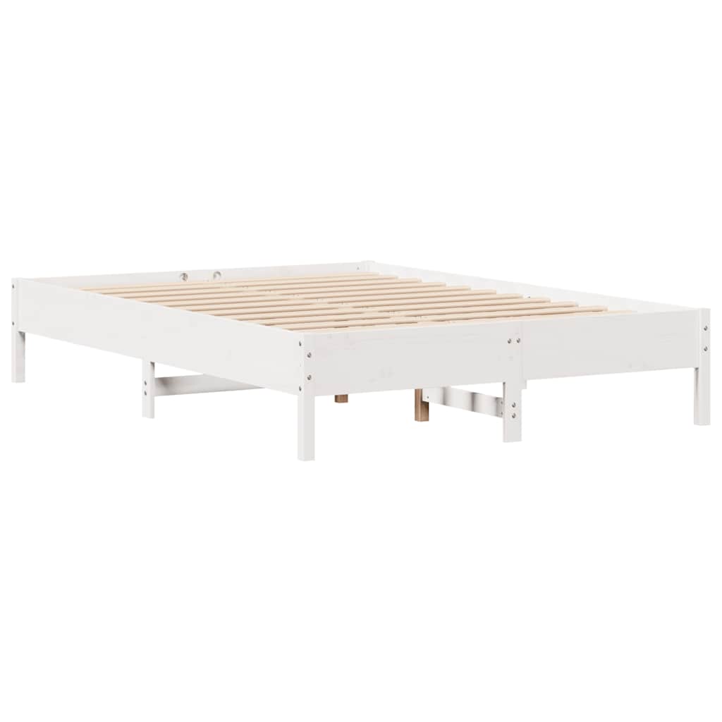 Cadre de lit sans matelas blanc 150x200 cm bois de pin massif - XIOS