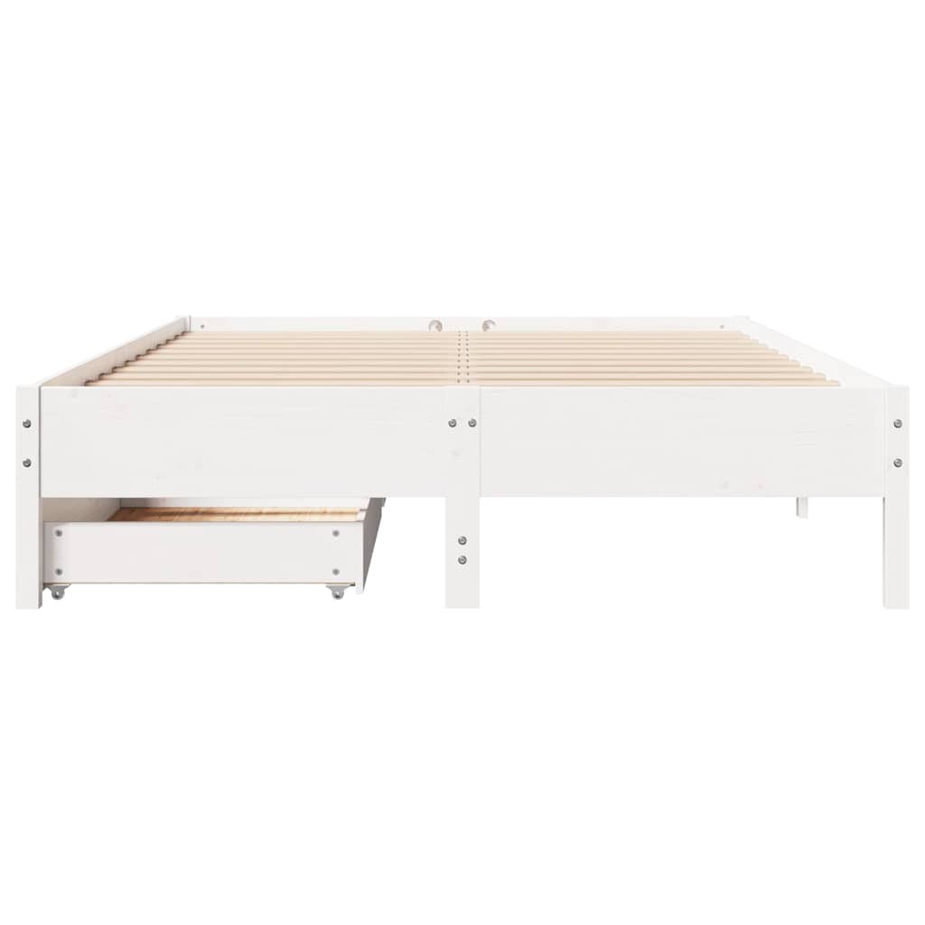 Cadre de lit sans matelas blanc 140x200 cm bois de pin massif