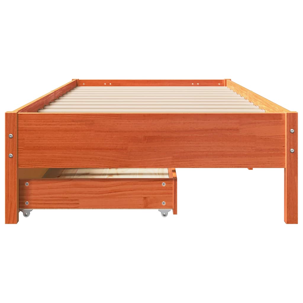 Cadre de lit sans matelas cire marron 100x200cm bois pin massif - XIOS