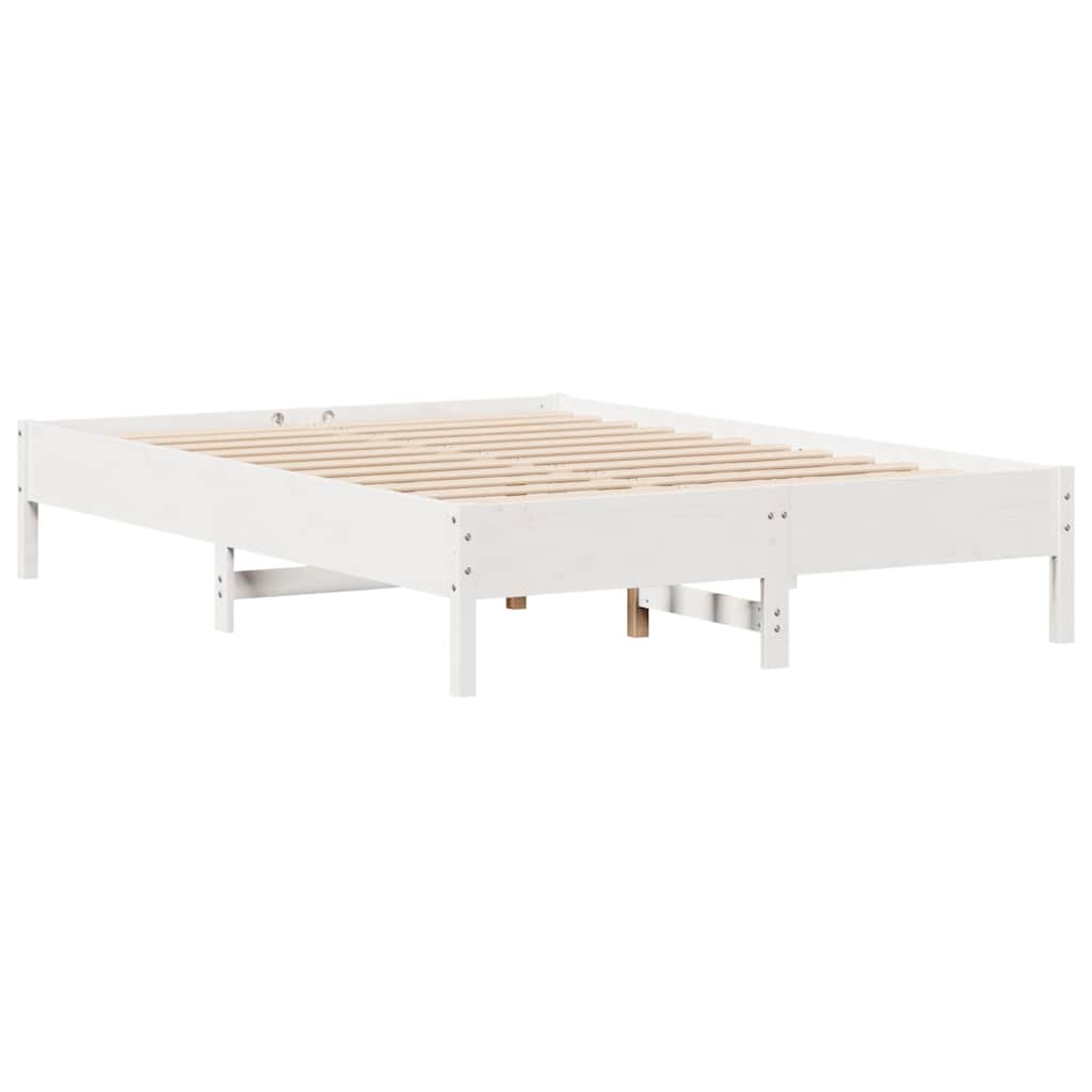 Cadre de lit sans matelas blanc 135x190 cm bois de pin massif - XIOS