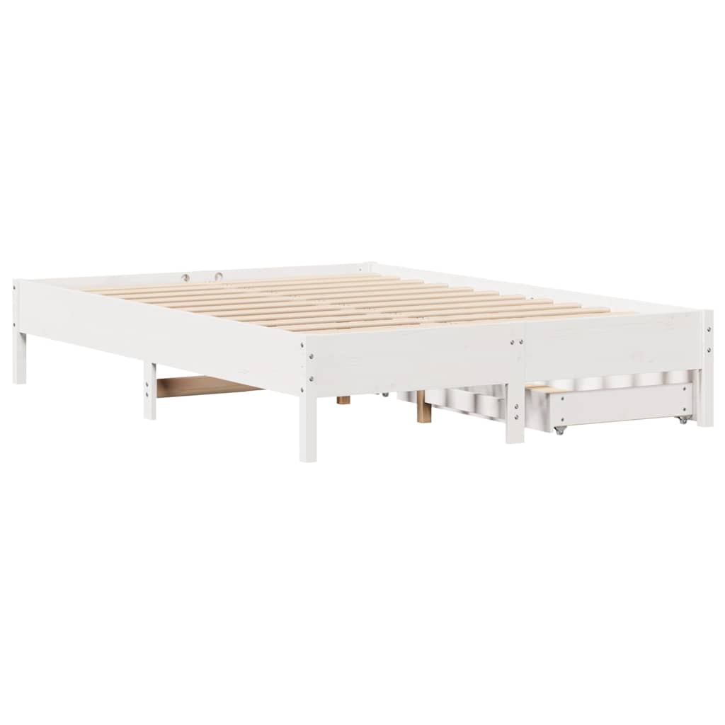 Cadre de lit sans matelas blanc 135x190 cm bois de pin massif - XIOS