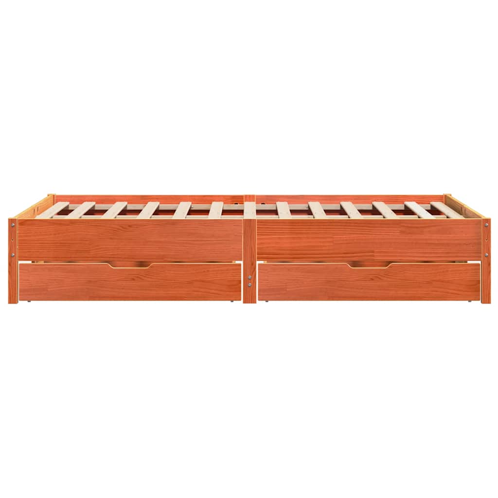 Cadre de lit sans matelas cire marron 120x190cm bois pin massif - XIOS