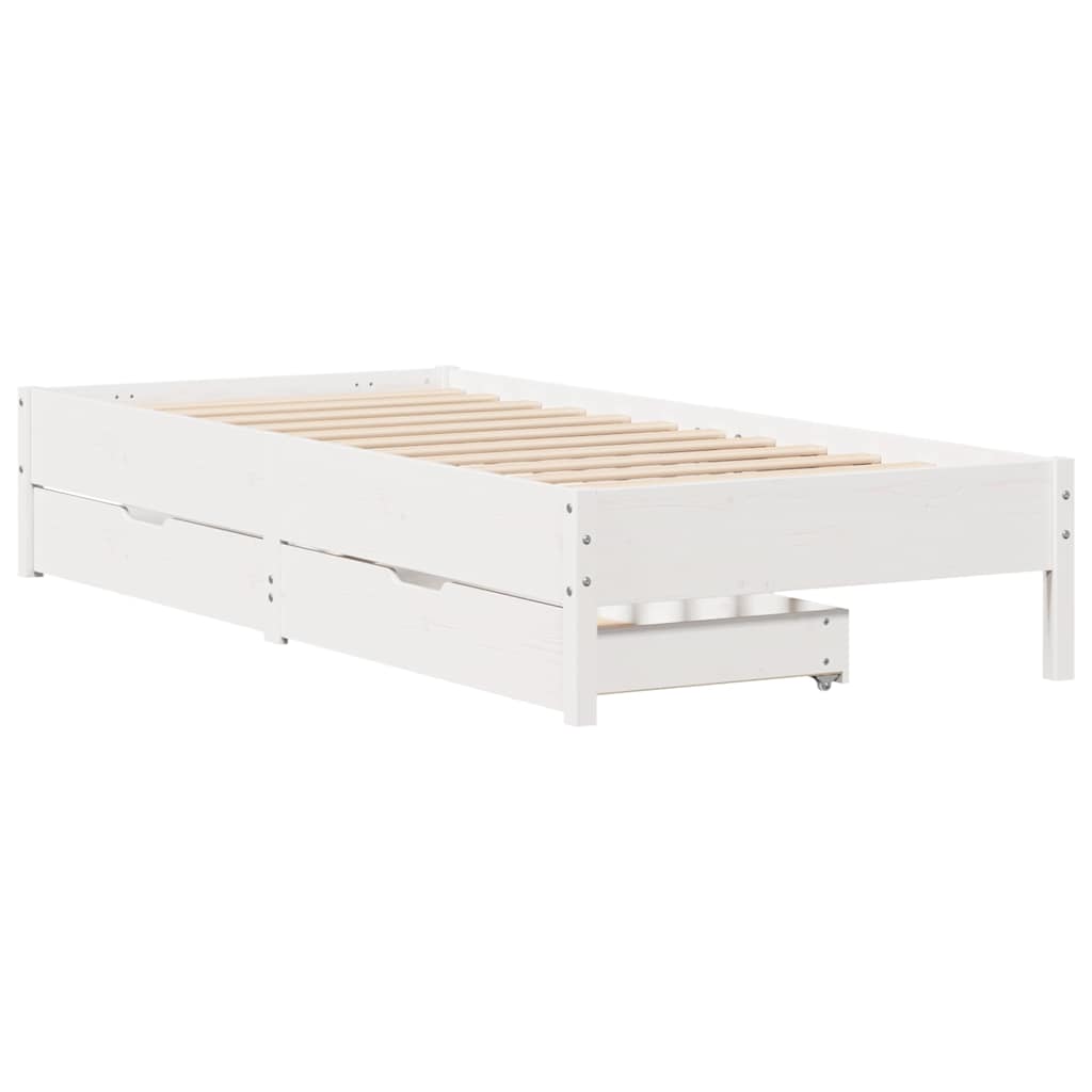 Cadre de lit sans matelas blanc 90x190 cm bois de pin massif - XIOS