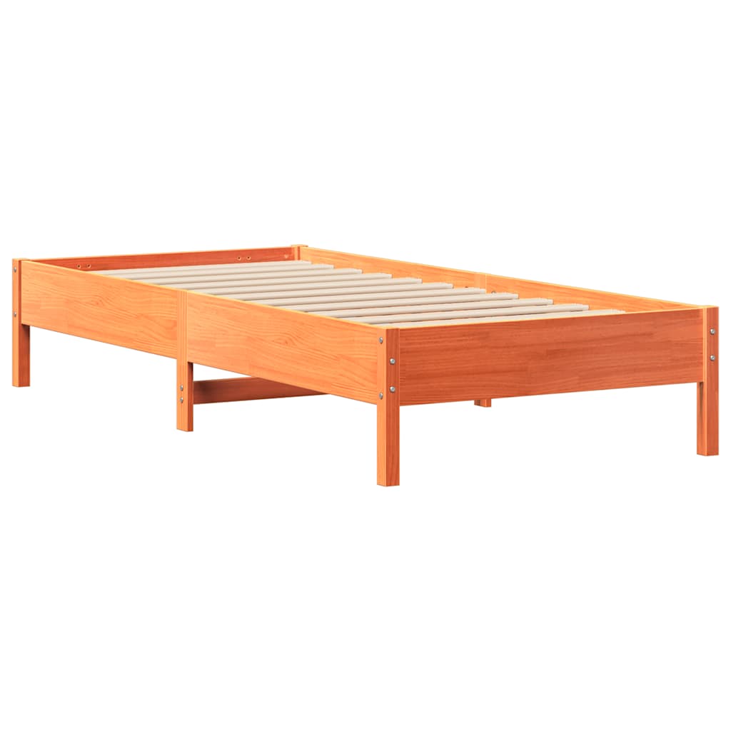 Cadre de lit sans matelas cire marron 90x190 cm bois pin massif - XIOS