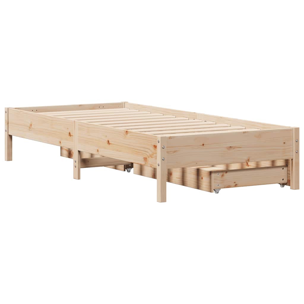 Cadre de lit sans matelas 75x190 cm bois de pin massif - XIOS