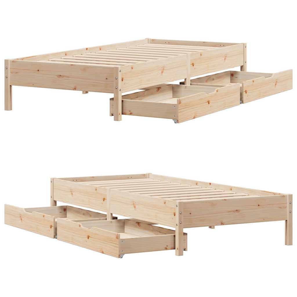 Cadre de lit sans matelas 75x190 cm bois de pin massif - XIOS