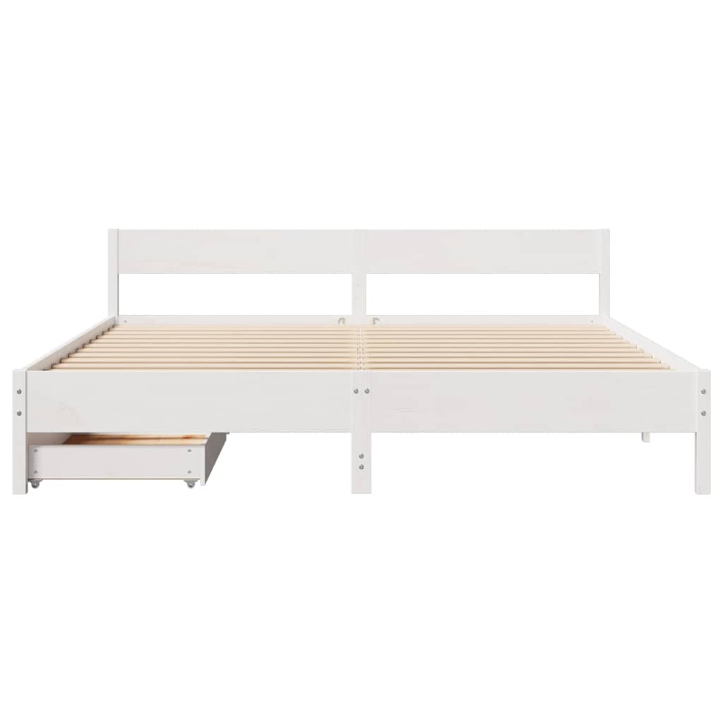 Cadre de lit sans matelas blanc 200x200 cm bois massif de pin - XIOS