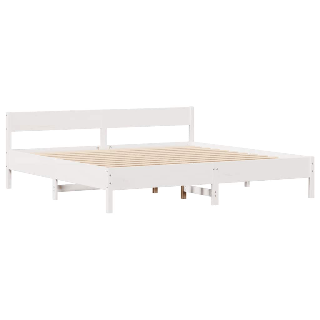 Cadre de lit sans matelas blanc 200x200 cm bois massif de pin - XIOS