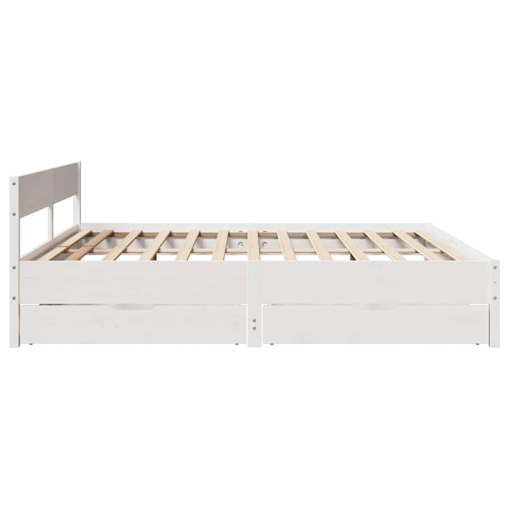 Cadre de lit sans matelas blanc 200x200 cm bois massif de pin - XIOS