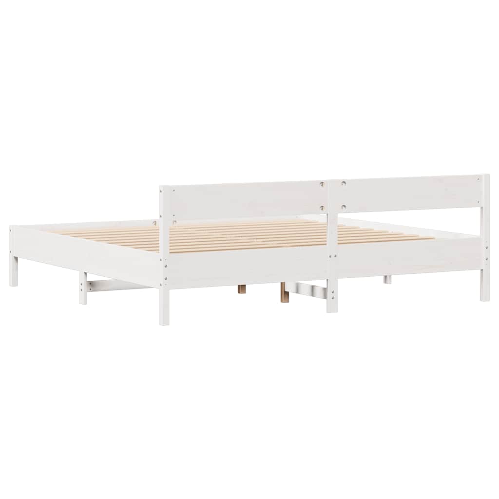 Cadre de lit sans matelas blanc 200x200 cm bois massif de pin - XIOS