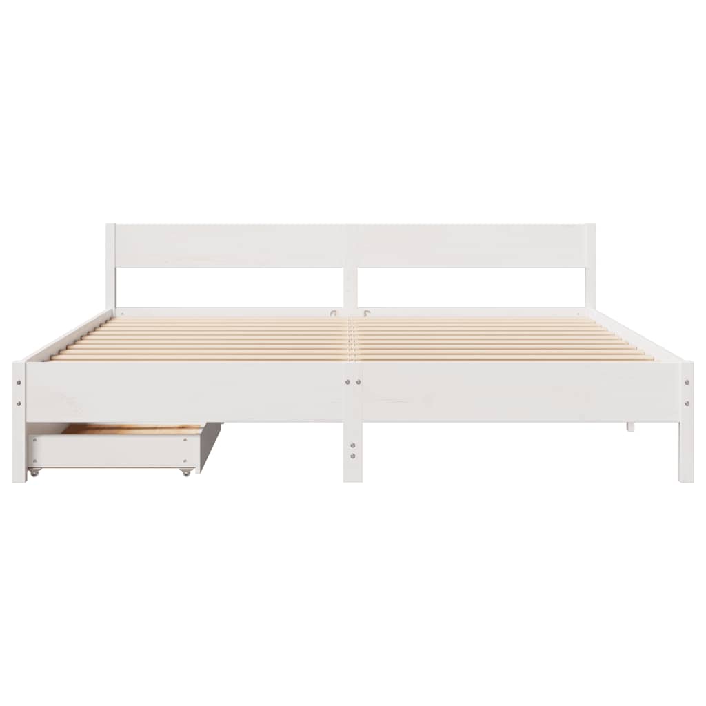 Cadre de lit sans matelas blanc 160x200 cm bois de pin massif - XIOS