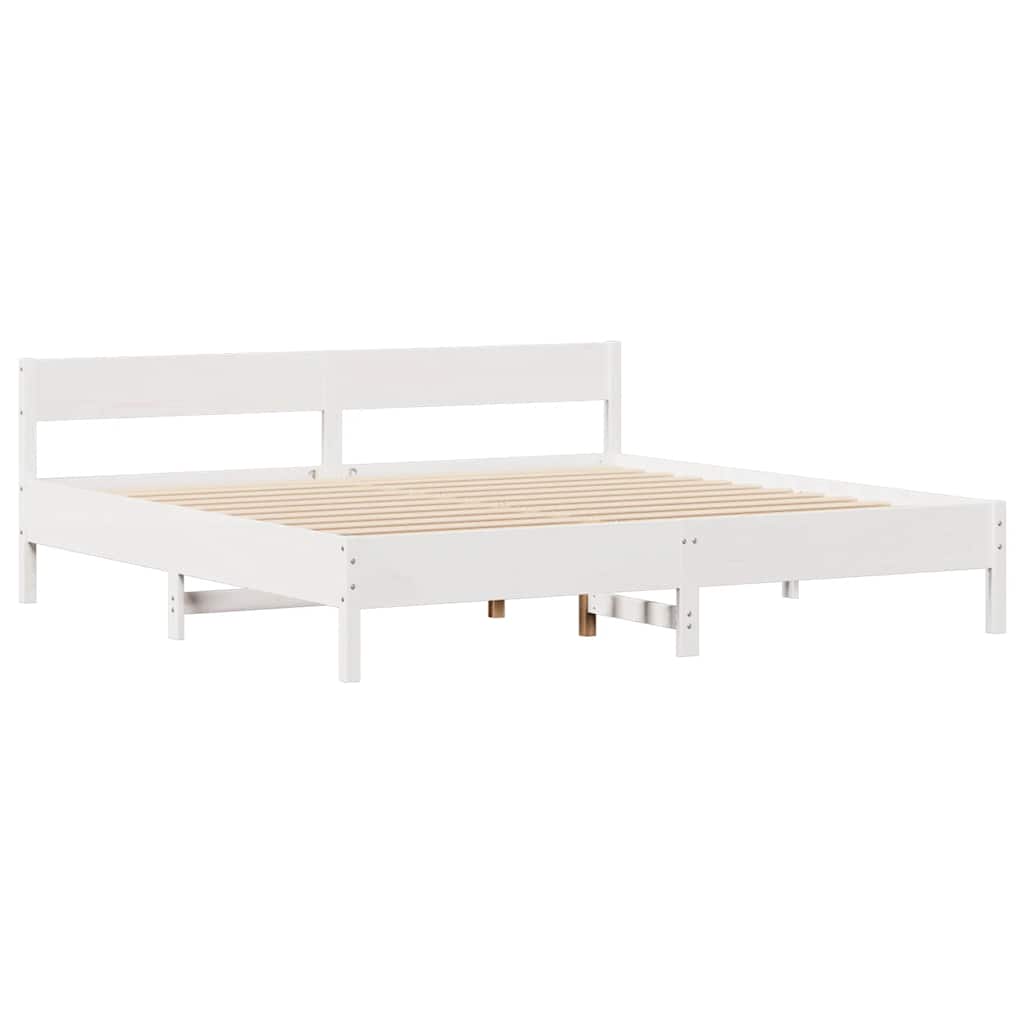 Cadre de lit sans matelas blanc 160x200 cm bois de pin massif - XIOS