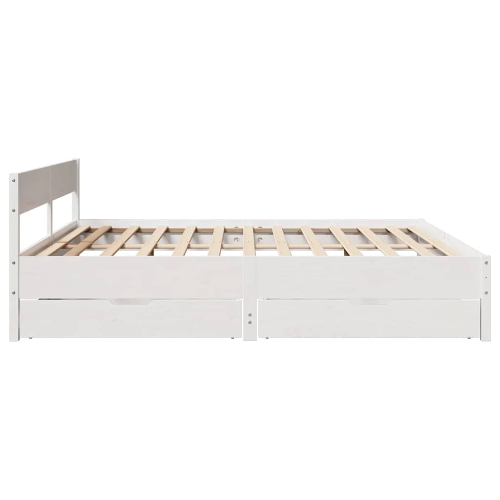 Cadre de lit sans matelas blanc 160x200 cm bois de pin massif - XIOS