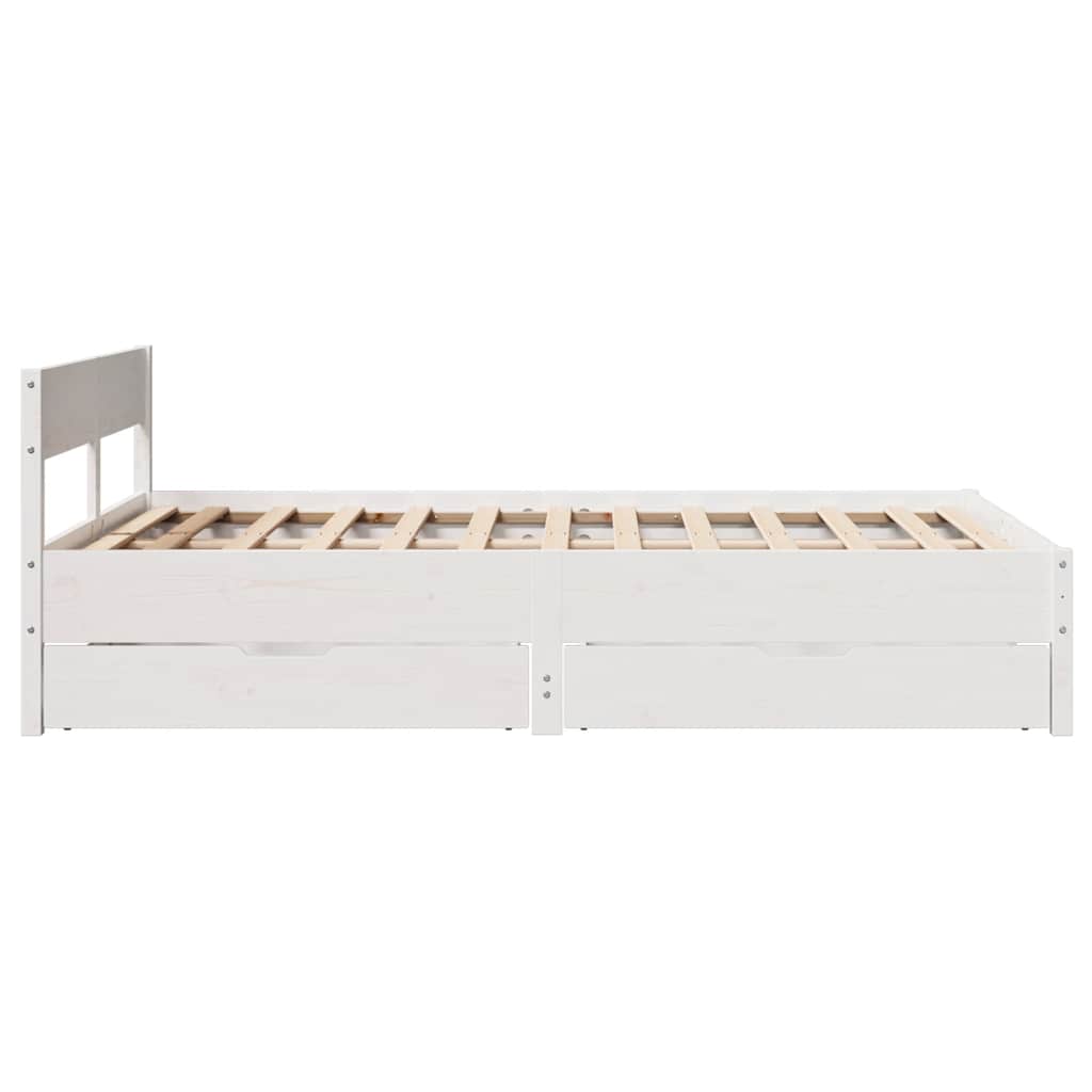 Cadre de lit sans matelas blanc 150x200 cm bois de pin massif - XIOS