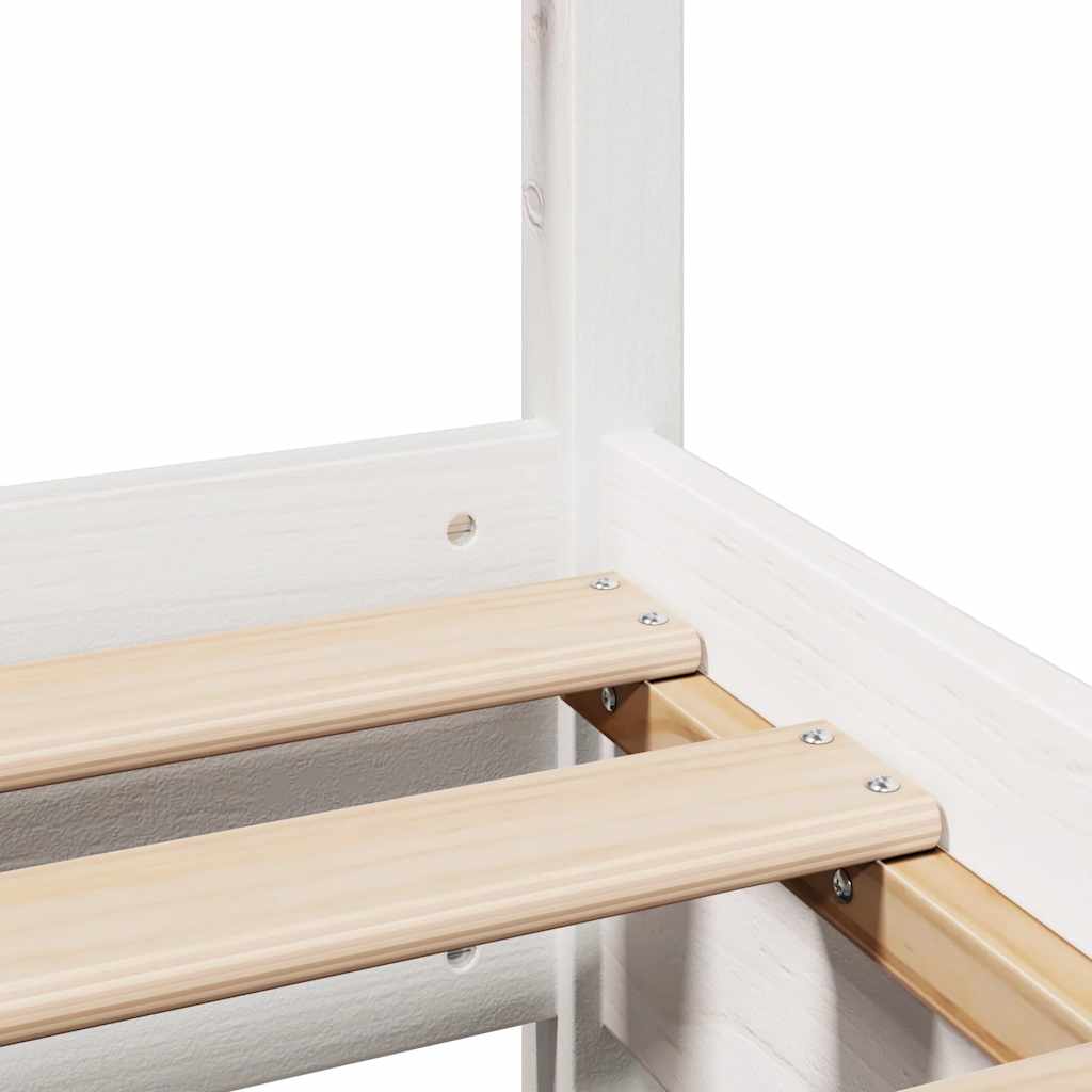 Cadre de lit sans matelas blanc 150x200 cm bois de pin massif - XIOS