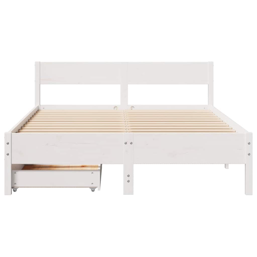 Cadre de lit sans matelas blanc 140x200 cm bois de pin massif - XIOS