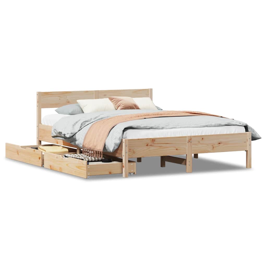 Cadre de lit sans matelas 120x200 cm bois de pin massif - XIOS