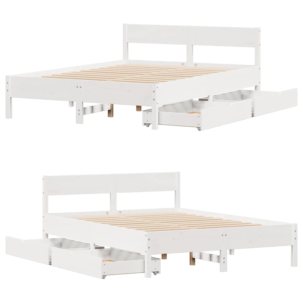 Cadre de lit sans matelas blanc 120x200 cm bois de pin massif - XIOS