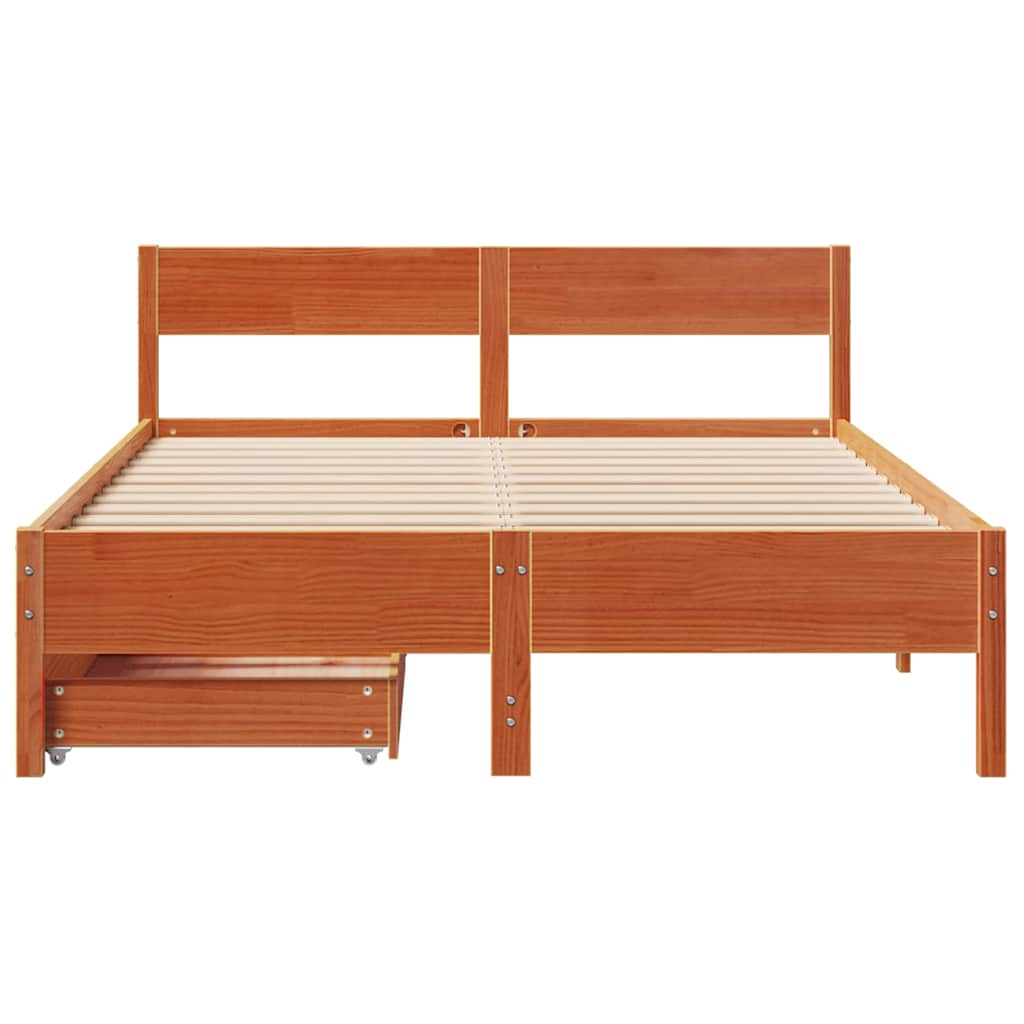 Cadre de lit sans matelas cire marron 120x200cm bois pin massif - XIOS