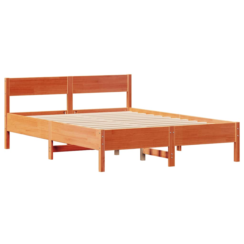 Cadre de lit sans matelas cire marron 120x200cm bois pin massif - XIOS