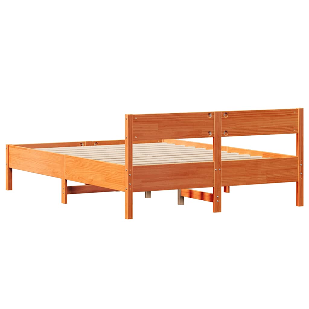 Cadre de lit sans matelas cire marron 120x200cm bois pin massif - XIOS